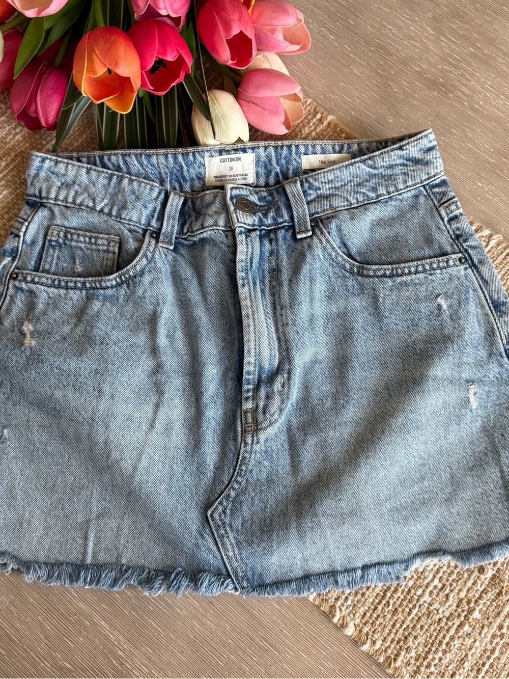 Light Wash Denim Mini Skirt - Cotton On